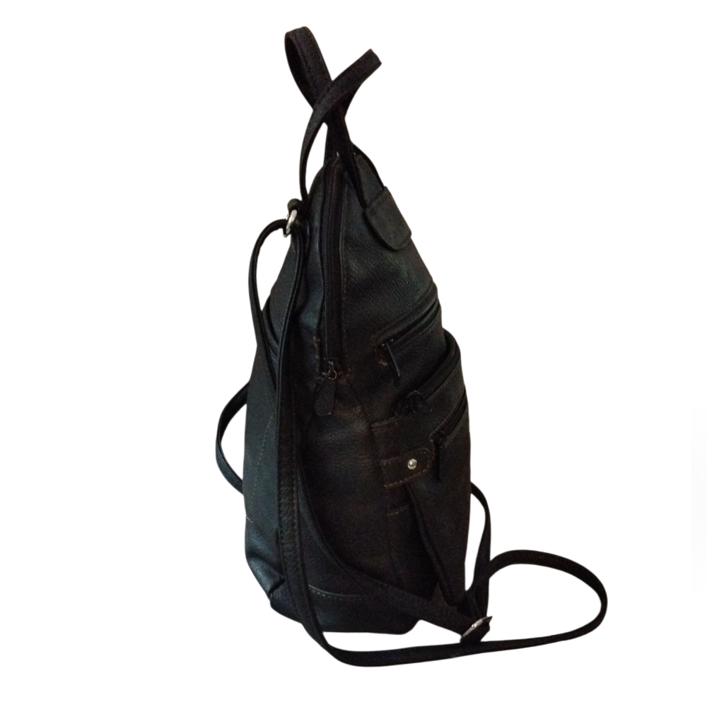 Multi Sac Black Leather Mini Backpack - image 4